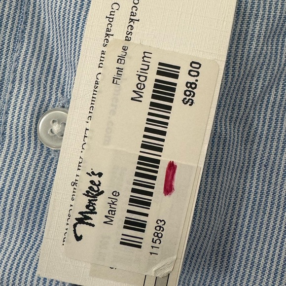 Light Blue Ruffled Button-Up Blouse - Picture 6 of 6